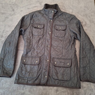 Barbour Utility Polar-Steppjacke UK-Größe 10 Brustumfang 36 Zoll Damen schwarz durchgehender Reißverschluss F