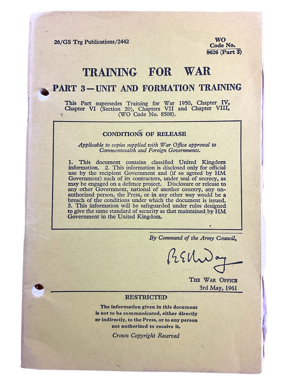 War Training.pdf Korean War Canadian Training For War Pt 3 Unit & Formation SC Reference ...