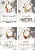 18 Gold Karats Natural Crystals Hand Wired Adjustable Ring