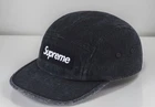 CASQUETTE DE CAMP EN DENIM SUPRÊME NOIRE OS (100% AUTHENTIQUE) NEUVE SS24 SEMAINE 15 
