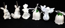 6 Porzellan Figuren Engel Glocken Blüte Hasen Tischhalter Maiglöckchen Blume