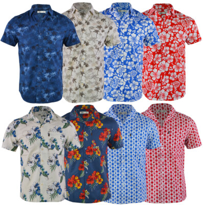 Mens Tokyo Laundry Fashion Hawaiian Floral Shirt Short Sleeved Cotton S-XXL