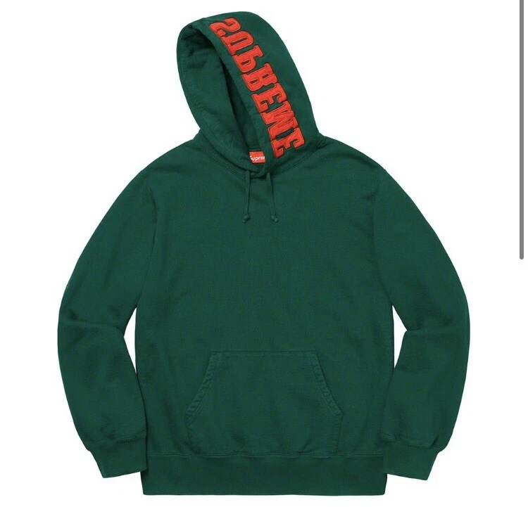 Sweat à capuche vert logo miroir suprême