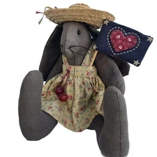 Rare Handmade Primitive Style Cloth Rabbit Bunny Americana USA Farmhouse Vtg 80s