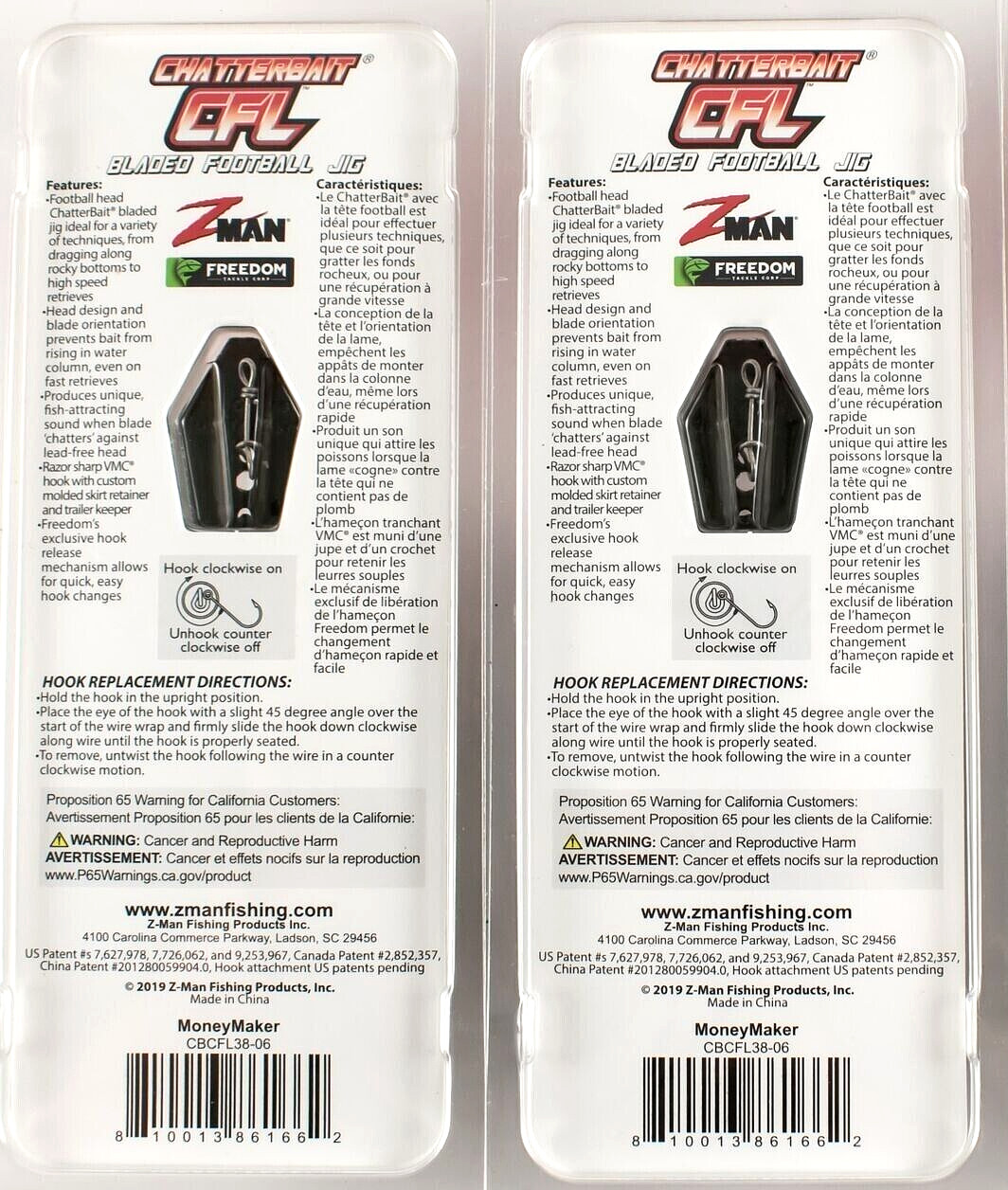 (LOT OF 2) Z-MAN CHATTERBAIT CFL JIG 3/8OZ CBCFL38-06 MONEY MAKER BN2318 - Image 2