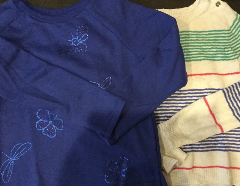 LOT Gymboree Kid Girl Blue White Stripe Sweater Sweatshirt Hi Lo Large L 10 12