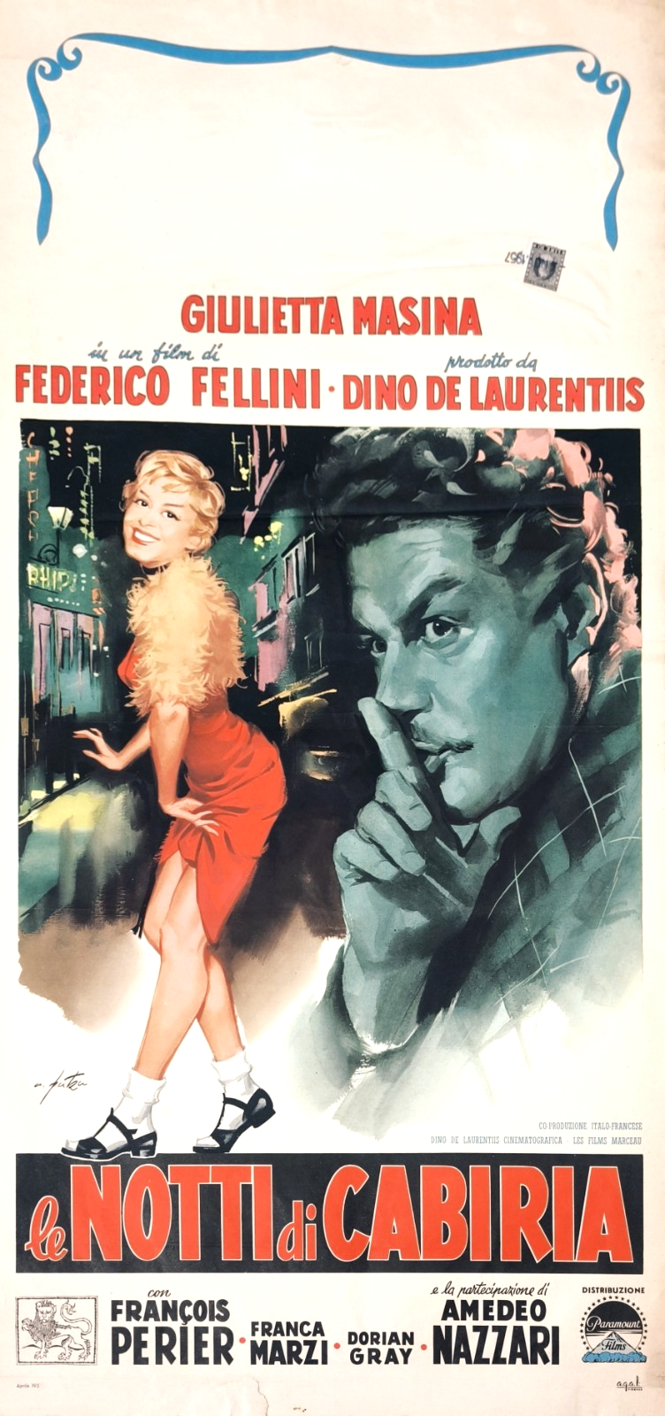 Locandina originale film Le notti di Cabiria (1957) - Regia di Federico Fellini