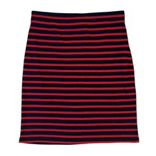 Y2K Ribbed Blue Red Striped Abercrombie Stretchy Mini Skirt XS           