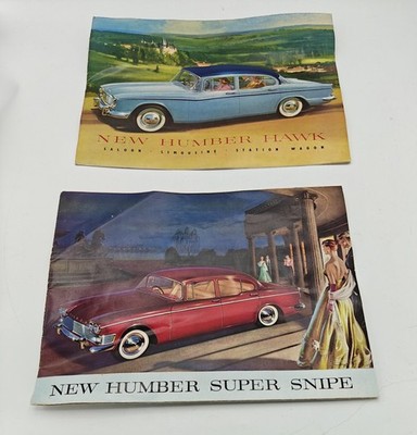 Lot 2 HUMBER HAWK SERIES 3 & Super Snipe SALES BROCHURE Poster 1961 1962 