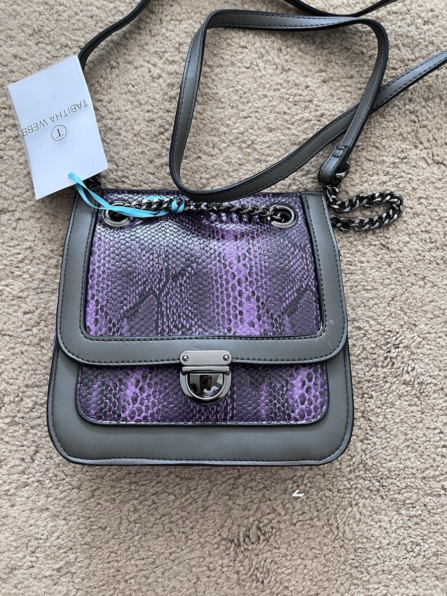 Tabitha Webb Ablaze Purple Snakeskin Animal Print Cross-Body Bag