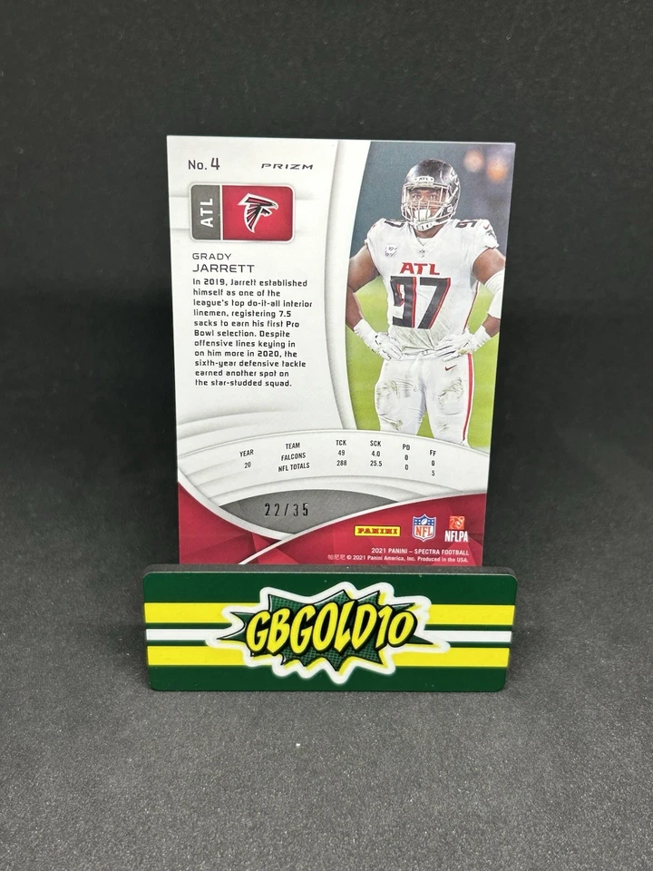 2021 Panini Spectra Green Scope Prizm /35 Grady Jarrett #4 - Image 2 of 2