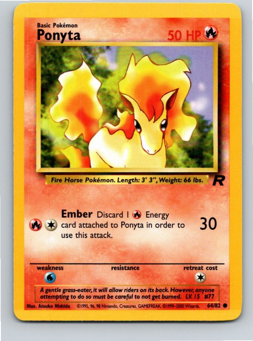 Pokemon English MP Ponyta 64/82 Team Rocket Free Shipping!