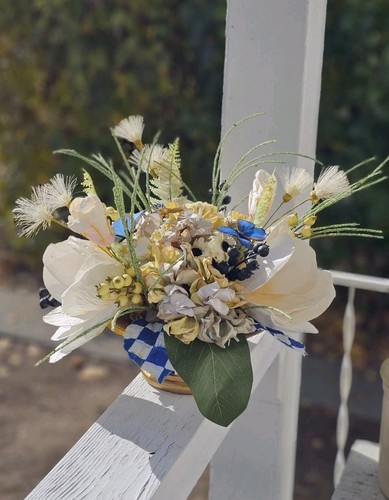 MacKenzie-Childs Royal Check Herzstück Blumengesteck in Vase Schmetterling - Bild 3 von 15