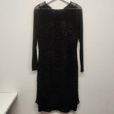 Mint Velvet Black Lace Overlay Dress Uk 12 Lined Zip Back Worn Once Stretchy