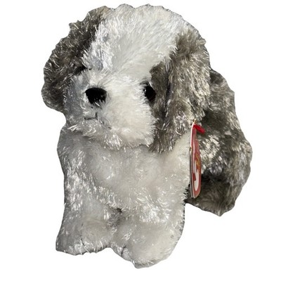 Brand NEW Ty Beanie Herder Sheep Dog Gray/White Fluffy Cute Puppy Gift Ty Silk
