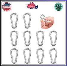 10PCS Stainless Steel Carabiners Caribeener Clips, 1.57" Small Spring Snap Hooks