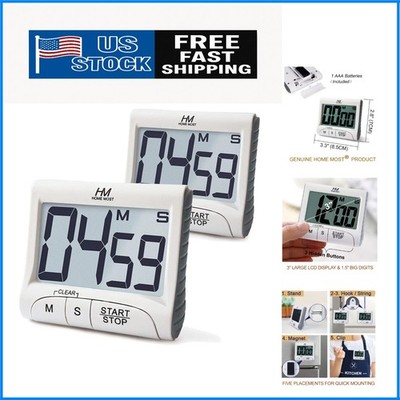 Versatile 2-Pack Kitchen Timers - Large Display & Energy-Efficient Operation