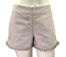 NWT Ann Taylor LOFT Tan/Khaki Linen blend fringe "The Riviera" women's Shorts