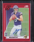 2024 Panini Zenith Red No Huddle #135 J.J. McCarthy Auto RC Rookie