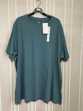 Marks and Spencer Mens Size XXXXL 4xl Teal Short Sleeve Cotton T Shirt 28” P2P