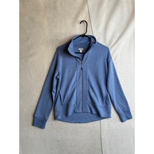 LL Bean Womens Full Zip Sweatshirt Blue Lenzing Ecovero Mock Neck XS 526333