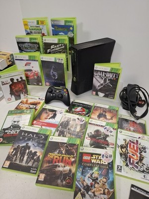 Xbox 360 Slim 250gb Bundle Konsole mit Controller & 20 Spielen sauber getestet 