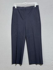 I. Crew Poplin Dress Pants Size 4 Navy Blue Straight Leg Academia Clean Girl 