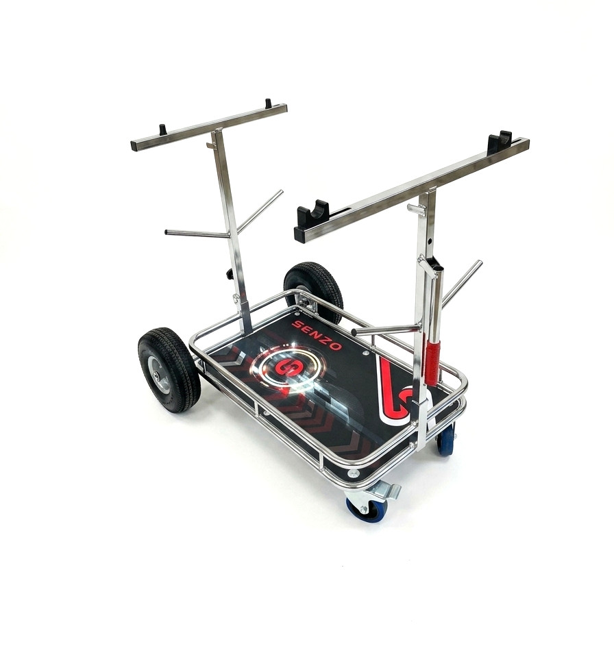 Go Kart Senzo Chrome 4 Wheel Kart Trolley w/Tyre Posts (New 2026 Design!) Racing