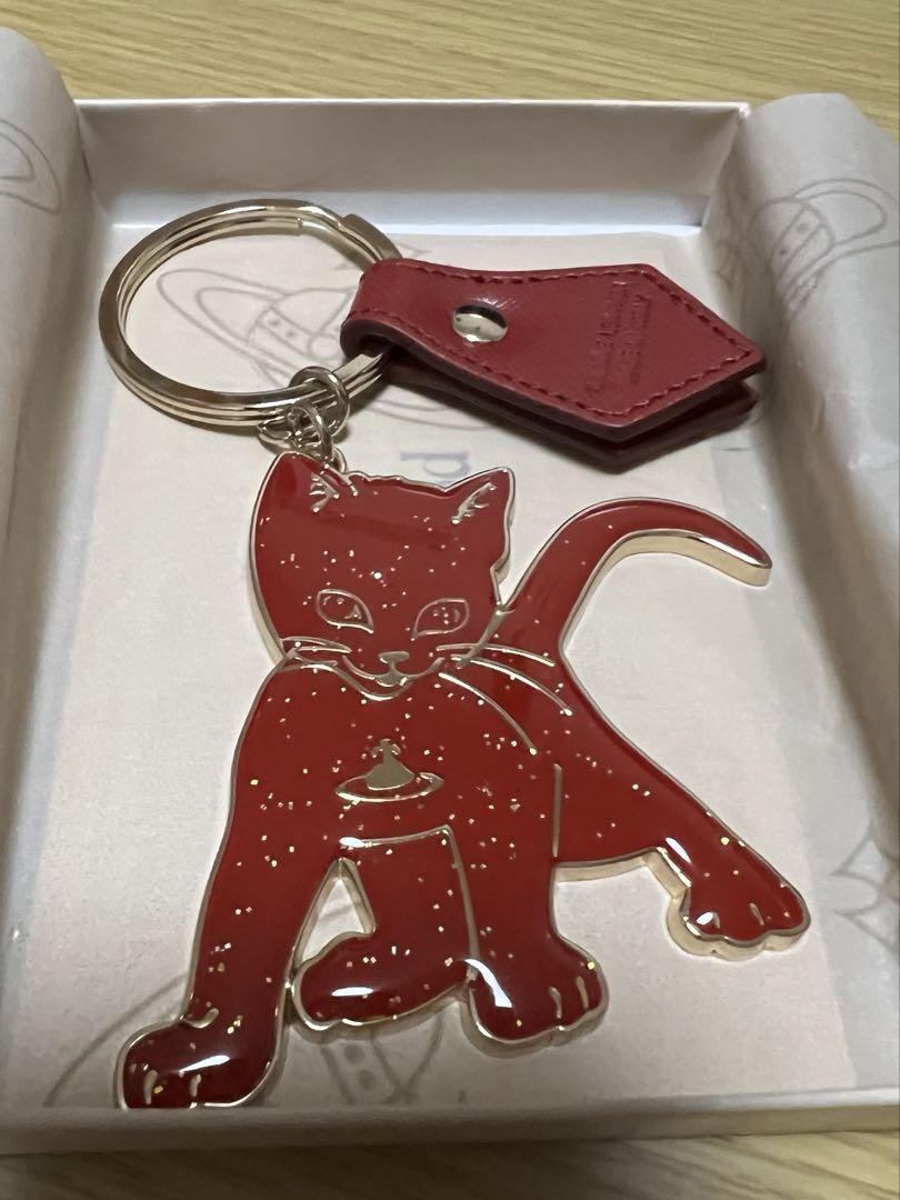 Vivienne Westwood Women Wallet Rare Glitter Cat Keychain Orb Charm