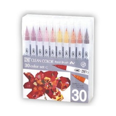 Kuretake ZIG Clean Color Real Brush Aquarellstifte 30 Stück Set C