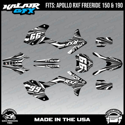 Graphics Kit for Apollo RXF Freeride 150 190 Prime Series - White