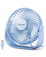 USB Desk Fan, 3 Speeds Strong Airflow, 5.5 Inch Portable 90  Rotate Quiet Blue