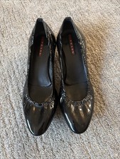Prada Womens Patent Leather Scruched Shiny Round Toe Kitten Heels Black Size 36