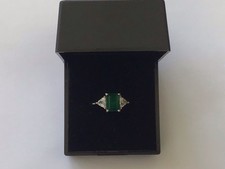 Platinum Emerald and Diamond Ring