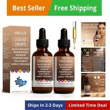 Vello Black Walnut Wormwood Gut Cleanse, Wormwood Black Walnut Clove Drops wi...