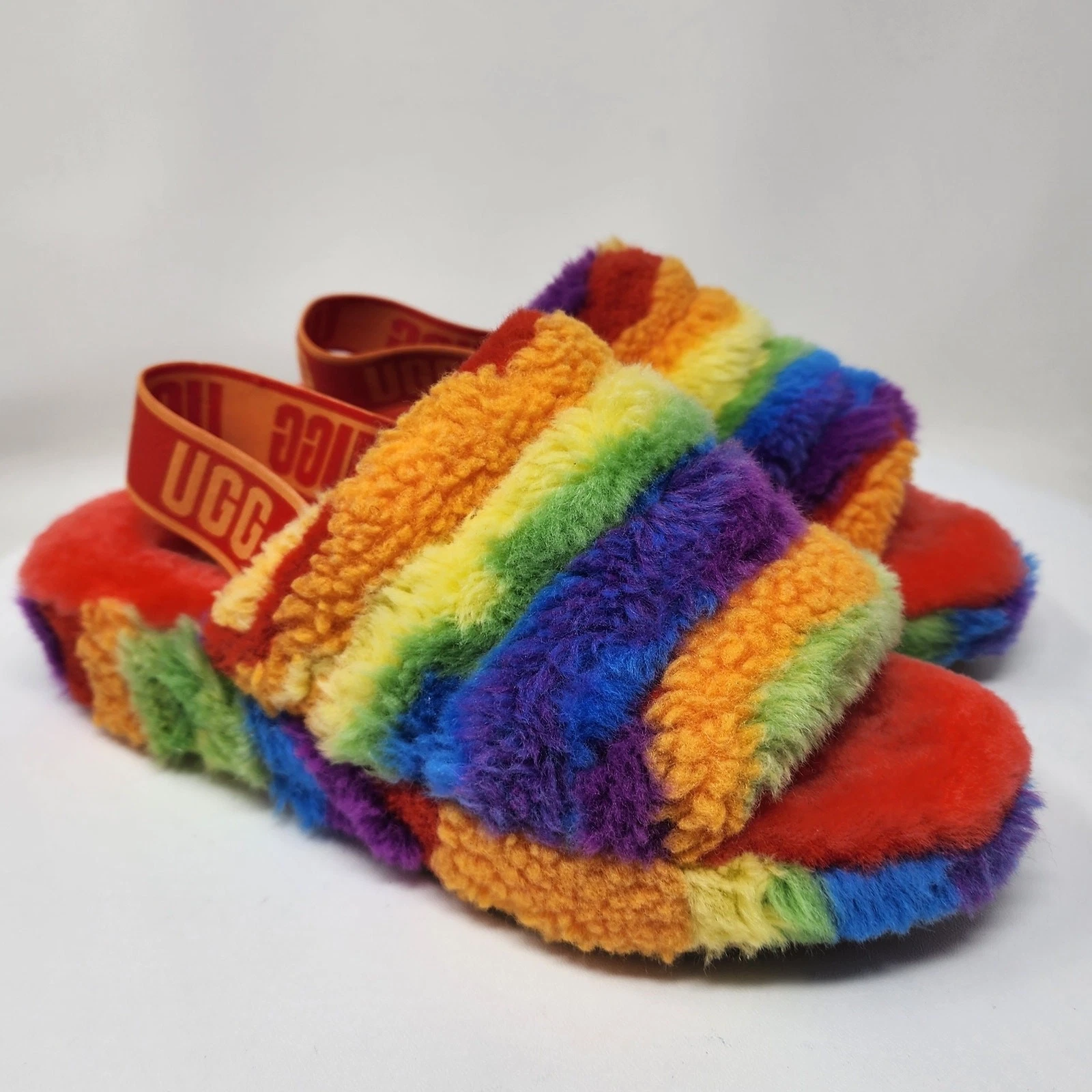 UGG Australia Fluff Yeah Slide Donna 8 Pride Cali Collage Rainbow Sling 1120002