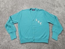 Vintage Arnold Palmer Robert Bruce Cardigan Sweater Mens L Teal Made in USA