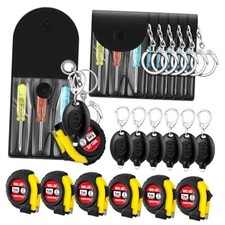 Pcs Mini Screwdriver Keychain Tape Measure LED Lights Keychain Set 18 Black