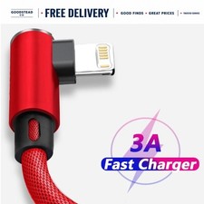 90 Degree USB Charging Cable for iPhone Fast Charge Braided Cord