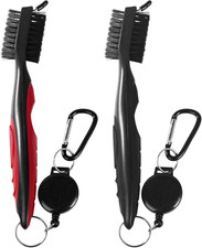 OBTANIM 2 Pack Golf Club Brush Groove Cleaner Tools with Retractable Zip-Line Al