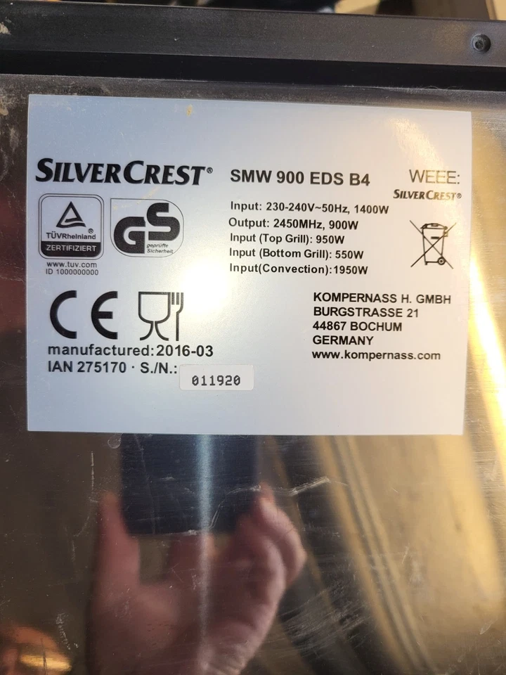 Silvercrest SMW 900W EDS B4 Microwelle 4 in 1 - Bild 2 von 3