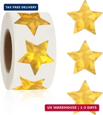 Star Stickers, 500 PCS Holographic Gold Star Stickers, 1 Inch Self Adhesive Meta