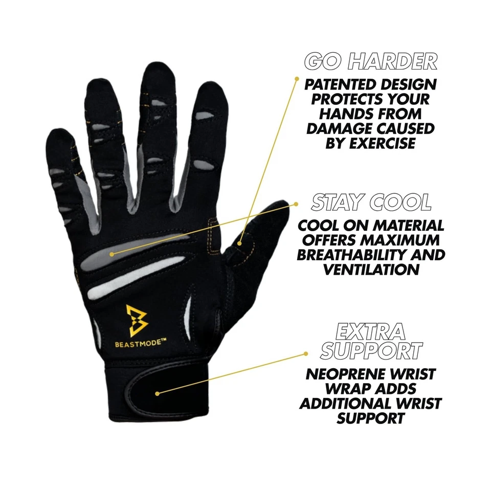 Мужские тренировочные перчатки Bionic Beastmode на все пальцы для тренажерного зала большие - Изображение 2 из 4