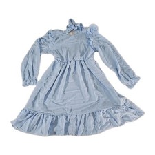 Girls 12-13Y Baby Blue Flowy Tie Back Dress With Frills On Shoulders And Cuffs
