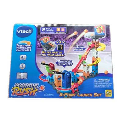 Marble Rush 3-Point Launch Set with Mini Basketball Hoop 47-Piece Toy Set