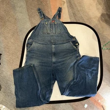 Vtg Dickies Denim Bib Overalls Mens 50x32 Workwear Blue Carpenter USA Farmwear