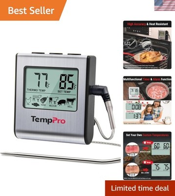 High Precision TP16 LCD Meat Thermometer with Timer - Ideal for Smoker and Grill