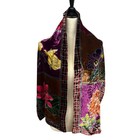 Silk Rayon Velvet Floral Scarf Wrap USA Made Artistic Boho Statement Luxury Shaw