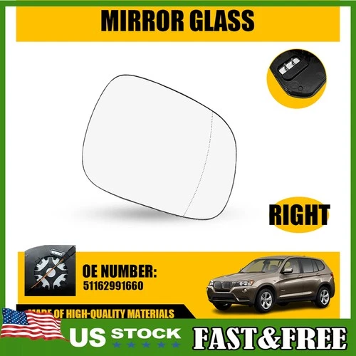 Side Mirror Glass for 2011-2014 BMW X3 F25 with Heated 4pin plug Passenger Side