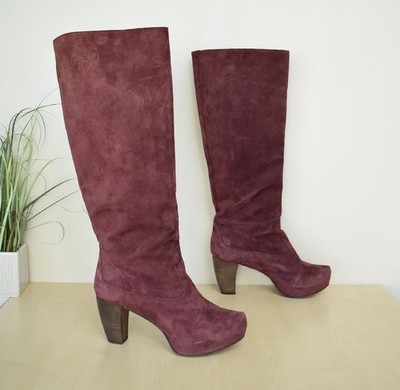 schöne Fred de la Bretoniere Wildleder High Heel Stiefel Gr. 40 Echtleder
